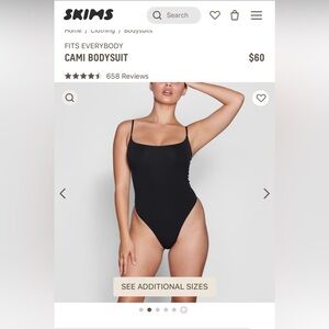 NWT SKIMS Fits Everybody Cami Bodysuit, Color Onyx